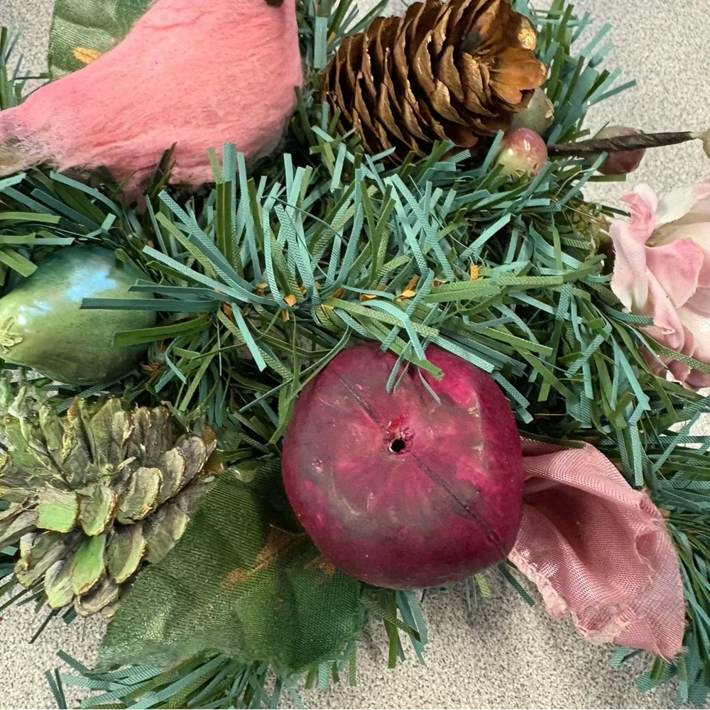 Vintage Greenery w/ Pink Birds Victorian Decor